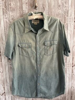 Denim & Supply Ralph Lauren Washed Denim Chambray Short-Sleeve Western Shirt XL